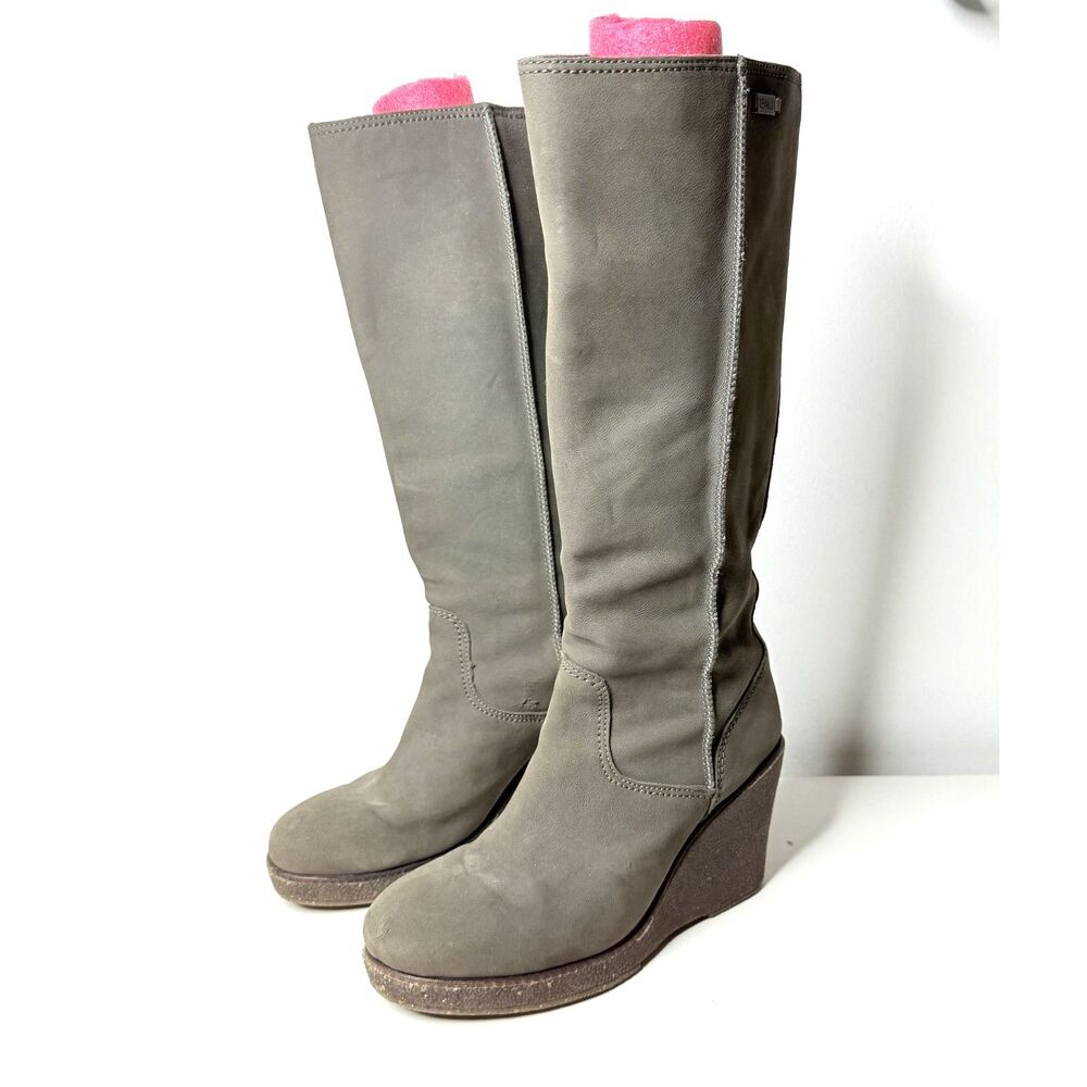 EMU Australia 100% Premium Sheep Skin Wedge Heighton Hi Knee High Boots Sz 8